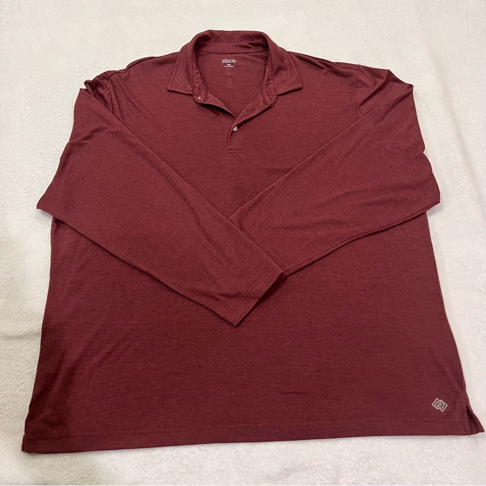 ZELOS Men's Burgundy Polo Shirt